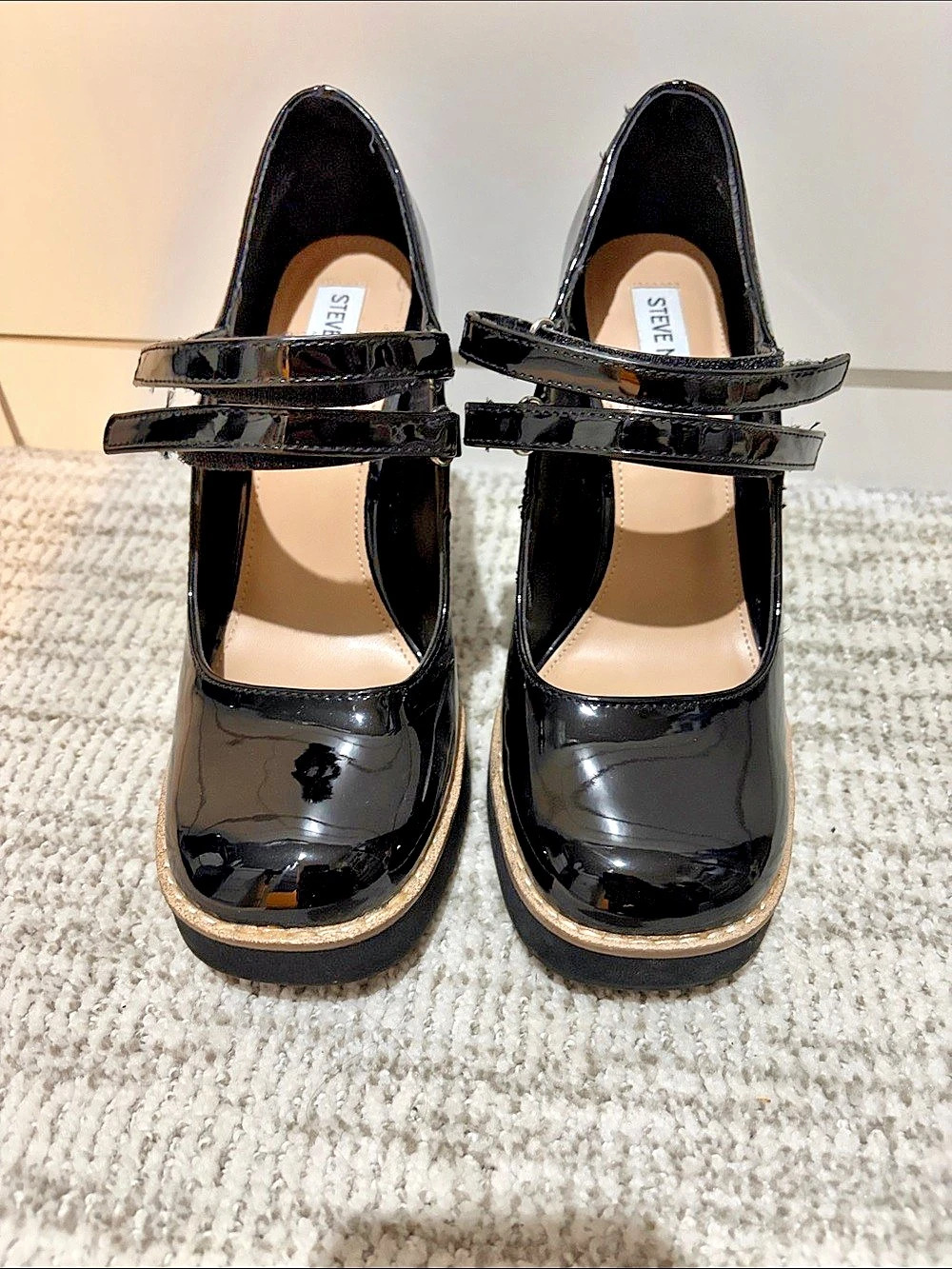 Steve Madden Twice Mary Jane Platform Pump Heels in Black